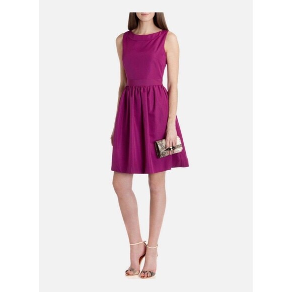 Ted Baker Fuschia Pink Skater Flare Bow Dress Size 10 Ted Size 4 Juletee - Picture 1 of 8